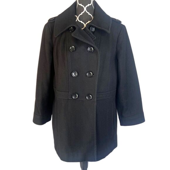 Michael Kors Black Double Breasted Wool Blend Classic Pea Coat Size XL - Picture 1 of 11